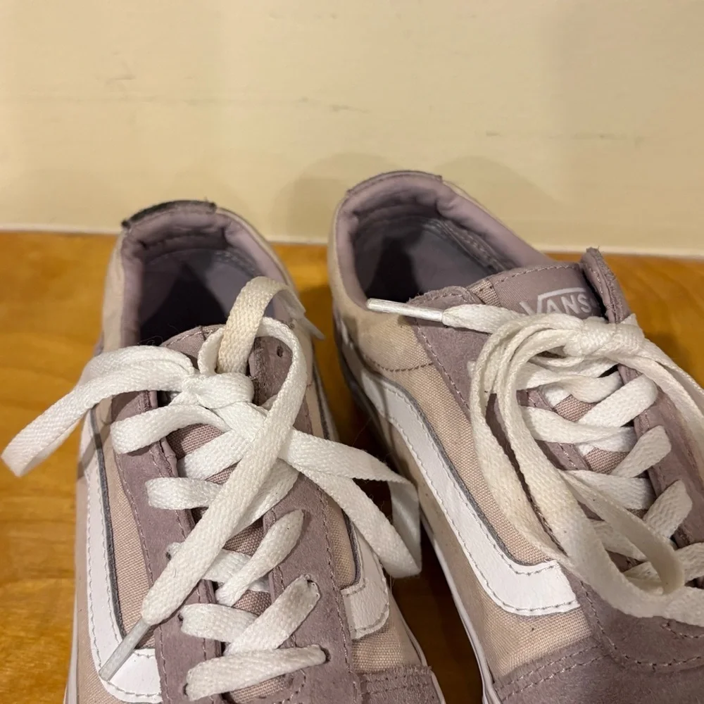 Vans Light Pink and White Sneakers Suede Canvas Low-Top